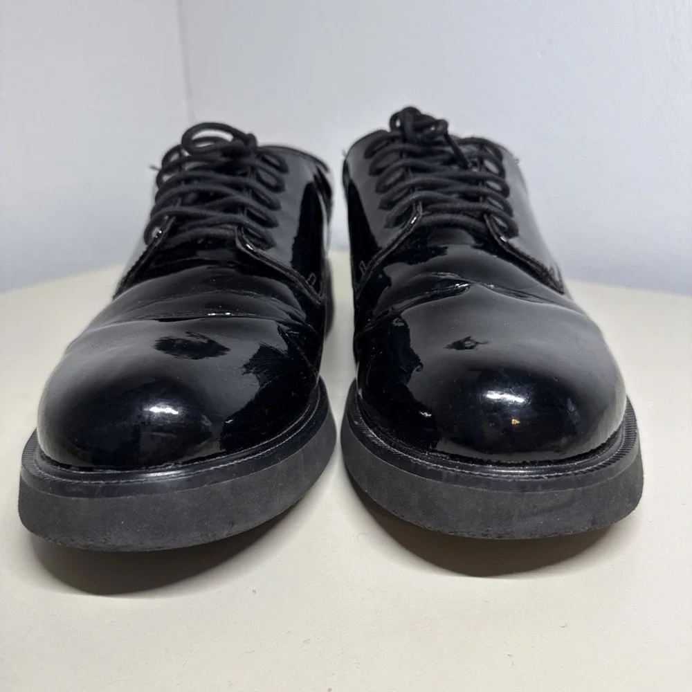 MENS 12M BATES E22141 HIGH GLOSS TACTICAL DUTY OXFORD Patent Leather SHOES BLACK